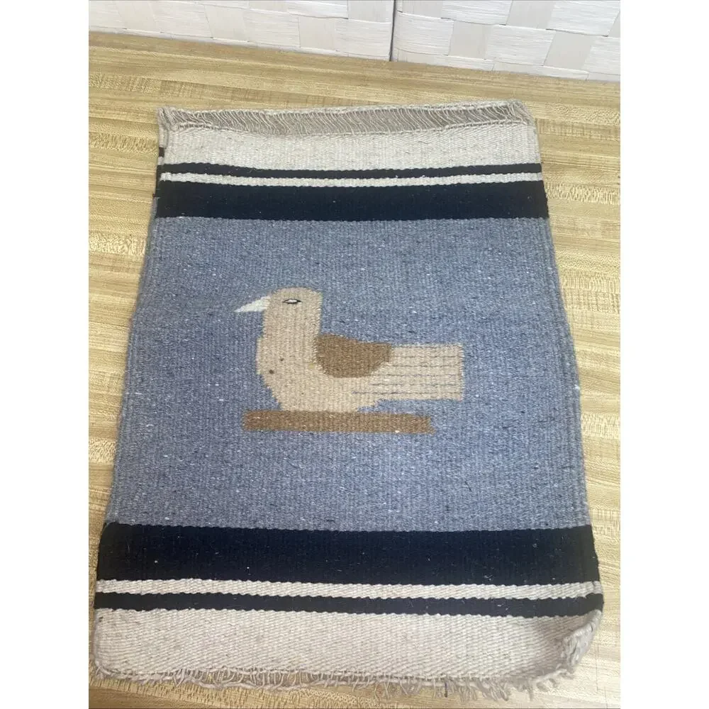 Vtg. Southwestern Mexican Hand Woven Rug Runner Wall Hanging Chimayo 14.5”x40”